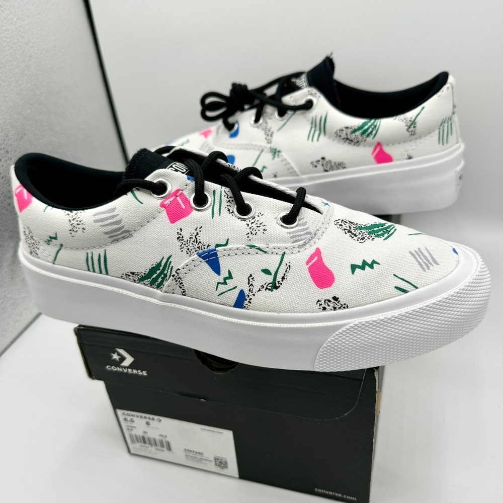 NWT Converse Skid Grip CVO Sneakers Unisex Archive Print - White Geometric 80’s